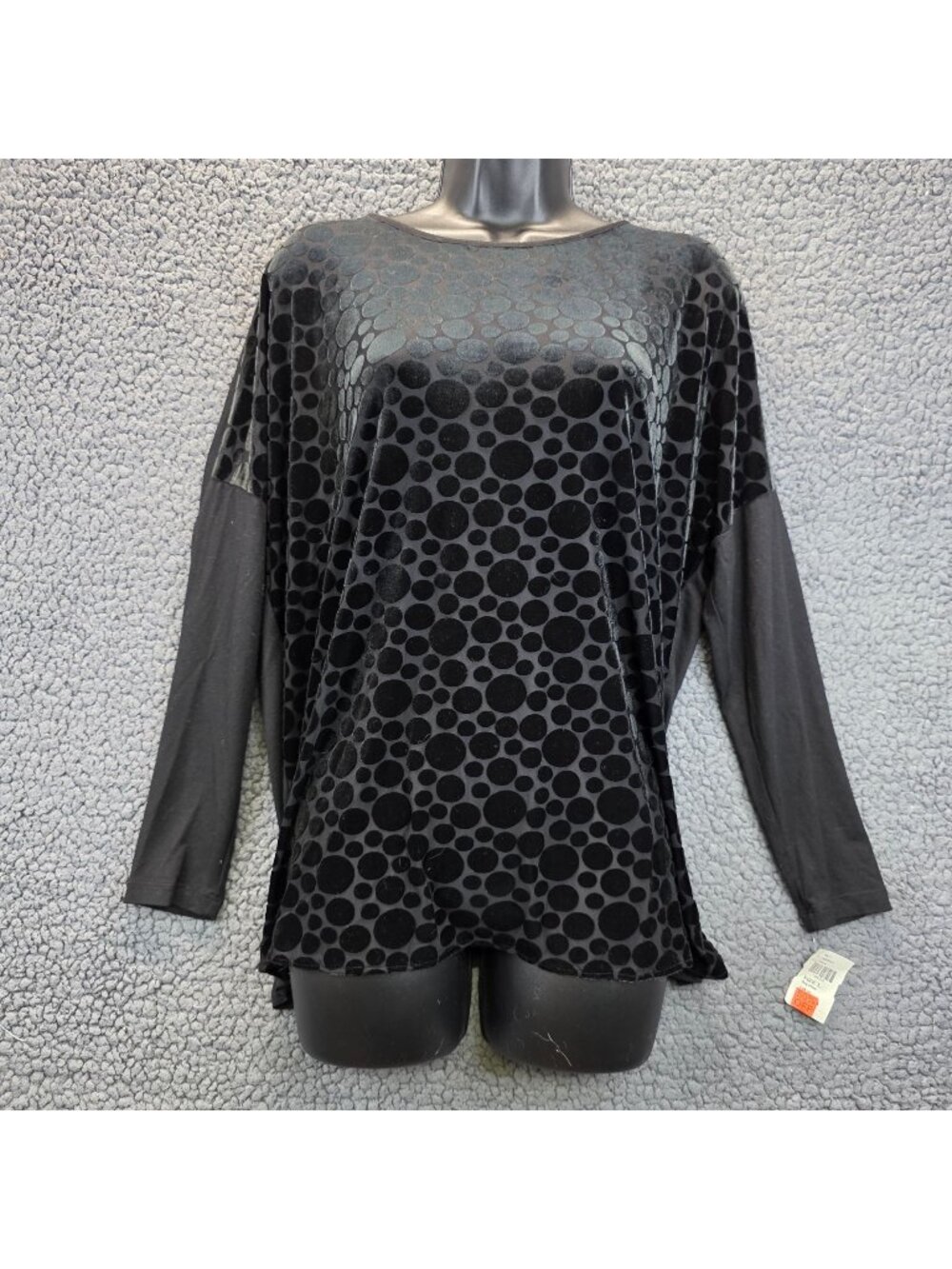 Robert Kitchen Velvet Polka Dot Tunic Top L Black Romantic Goth Festival